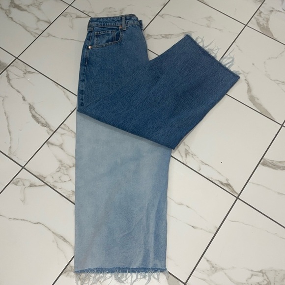 Women’s high waisted Wide Leg Ankle cropped Dual Wash Jeans - Picture 11 of 16